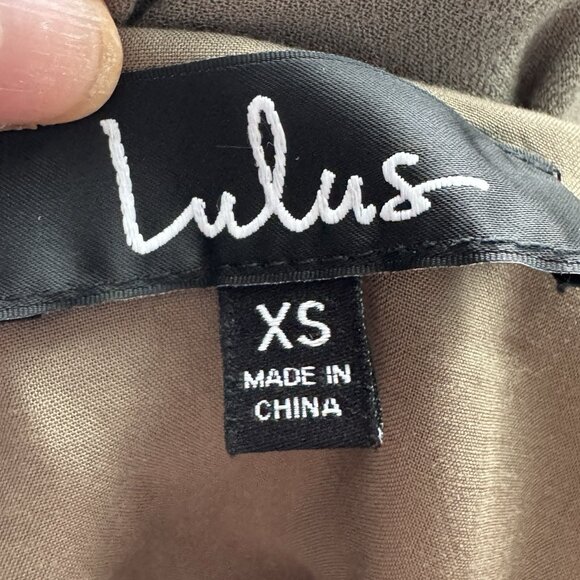 Lulus Olive Green Boho Chic Cold Shoulder Ruffle Women A line Mini Dress XS - Picture 10 of 12